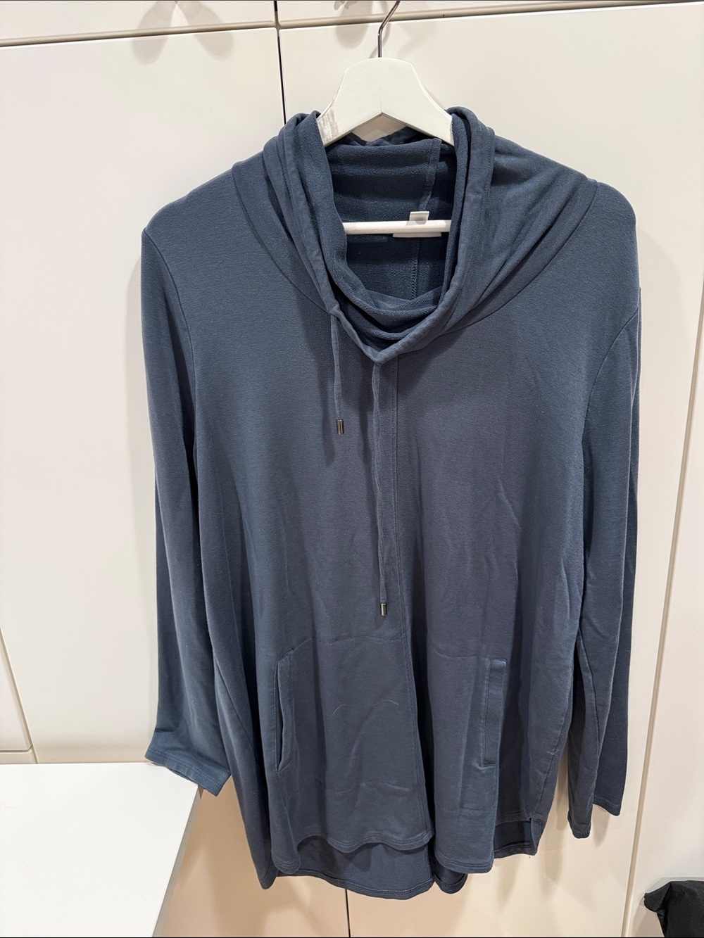 Women's Blue/Grey Cowl Neck Tunic Top